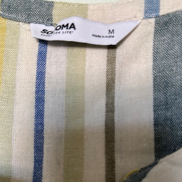 Sonoma Green and Yellow Pleated Sundress V-Neck Midi - Picture 4 of 8